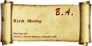 Bink Abony névjegykártya